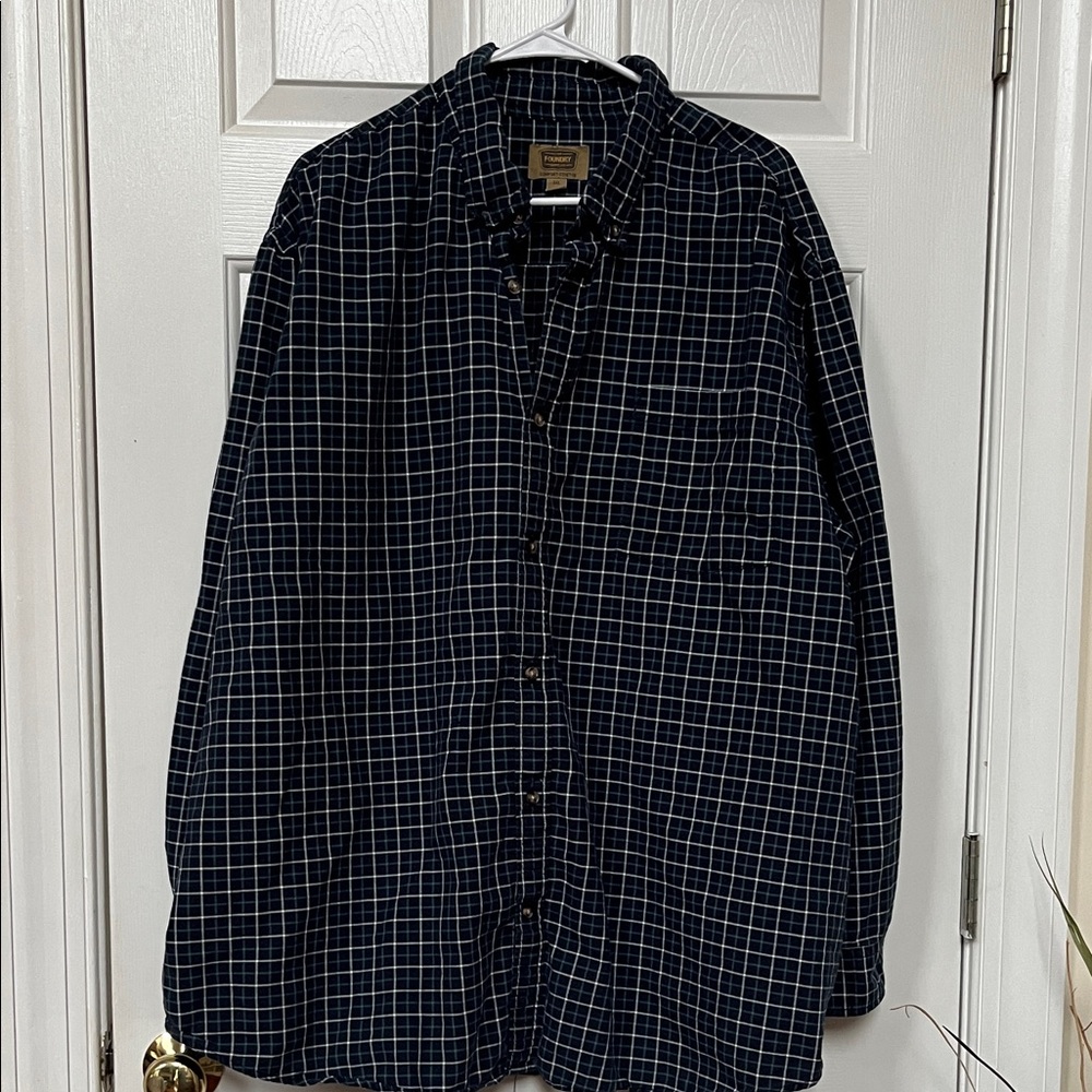 The Foundry Supply Co. Black and White Plaid Casual Button Down Shirt
